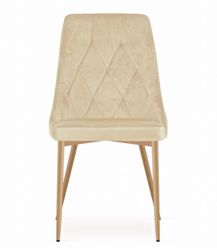 komodee FAENZA Stuhl hellbeige Samt gepolstert mit Armlehnen Metallbeine für Wohnzimmer, Esszimmer, Schlafzimmer, Größe 49x94x61 cm, Tragfähigkeit 110 kg – Bild 2