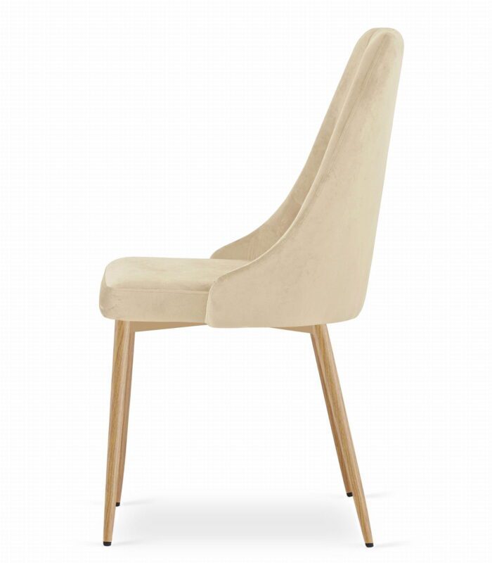 komodee FAENZA Stuhl hellbeige Samt gepolstert mit Armlehnen Metallbeine für Wohnzimmer, Esszimmer, Schlafzimmer, Größe 49x94x61 cm, Tragfähigkeit 110 kg – Bild 3