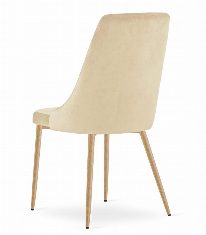 komodee FAENZA Stuhl hellbeige Samt gepolstert mit Armlehnen Metallbeine für Wohnzimmer, Esszimmer, Schlafzimmer, Größe 49x94x61 cm, Tragfähigkeit 110 kg – Bild 4