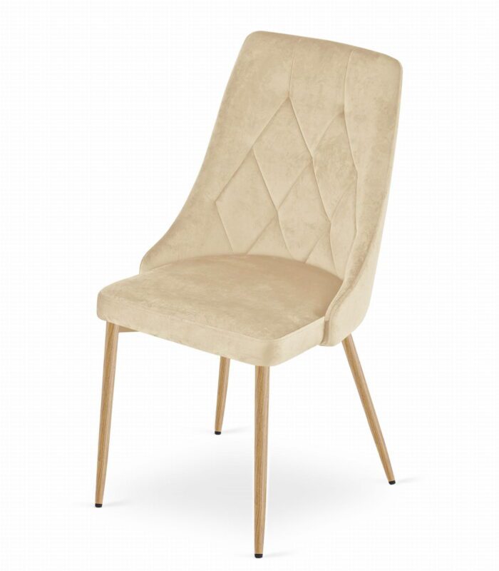 komodee FAENZA Stuhl hellbeige Samt gepolstert mit Armlehnen Metallbeine für Wohnzimmer, Esszimmer, Schlafzimmer, Größe 49x94x61 cm, Tragfähigkeit 110 kg – Bild 8