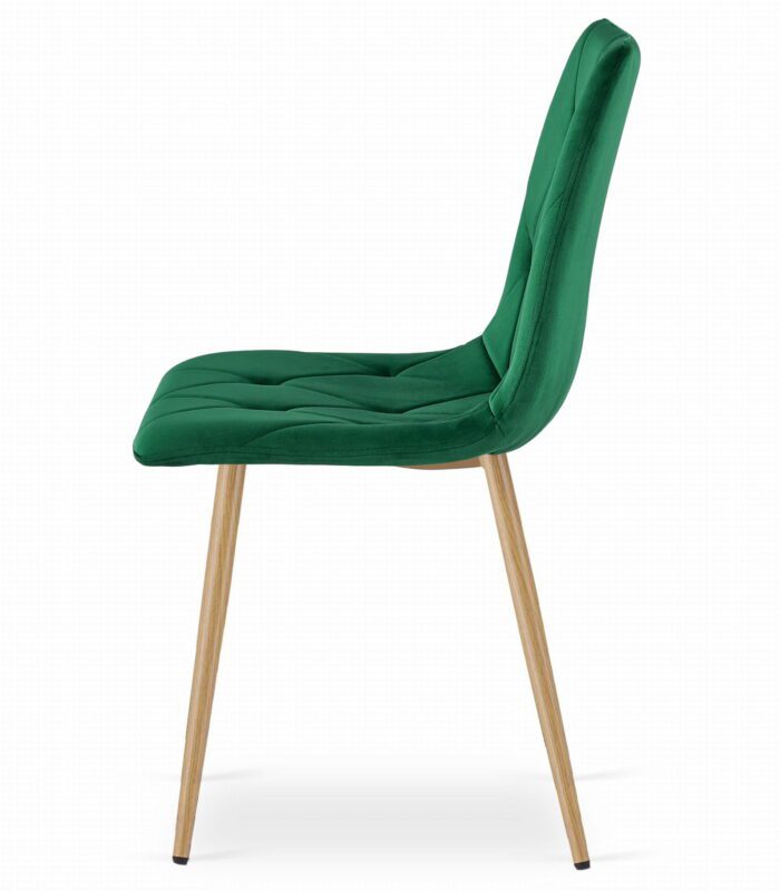 komodee krzesło OLBIA ciemna zieleń welur nogi w kolorze drewna do salonu, kuchni, sypialni, maksymalne obciążenie 110 kg, wymiary 86,5x45x54 cm - obrazek 3