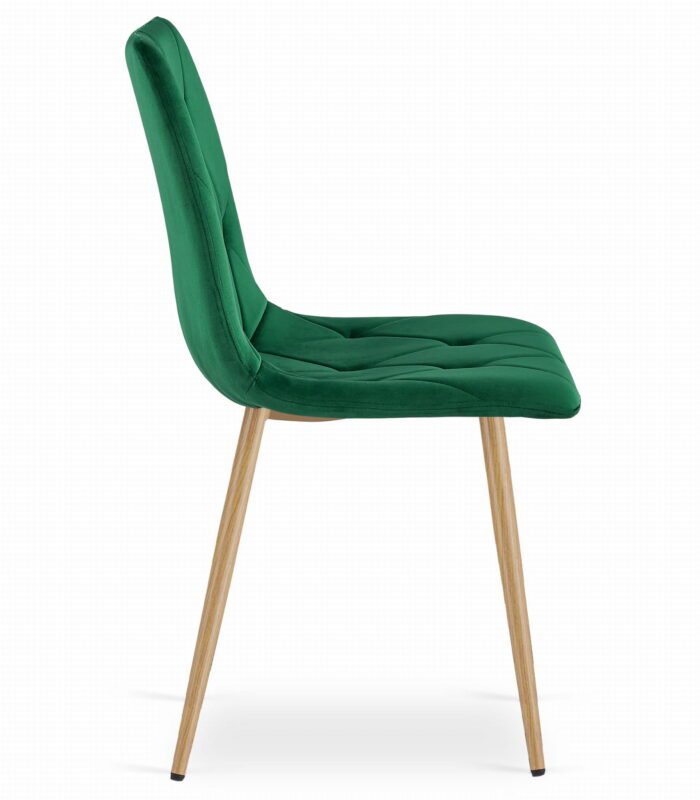 komodee krzesło OLBIA ciemna zieleń welur nogi w kolorze drewna do salonu, kuchni, sypialni, maksymalne obciążenie 110 kg, wymiary 86,5x45x54 cm - obrazek 7