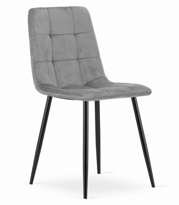 komodee krzesło CARA jasnoszare aksamitne tapicerowane z metalowymi nogami do salonu, jadalni, kuchni, sypialni, obciążenie do 110 kg, wymiary 45x87x51 cm - obrazek 1