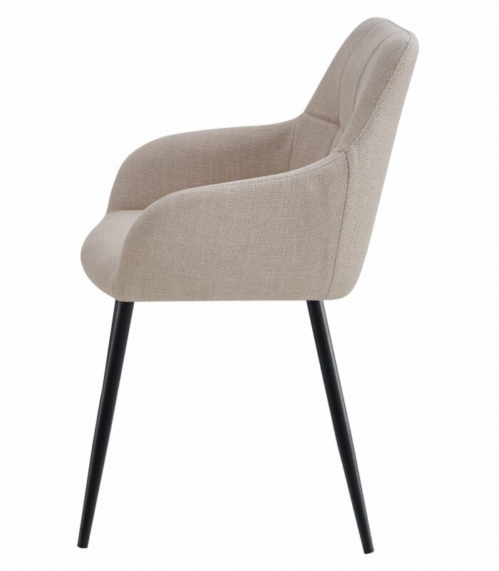 chaise komodee NUORO tissu beige avec pieds en métal noir dimensions 57x85x59 cm pour salon, salle à manger, chambre à coucher, capacité de charge jusqu’à 110 kg – Image 3