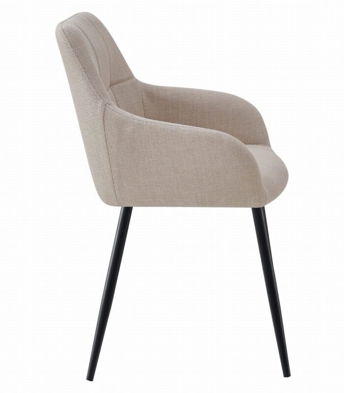 chaise komodee NUORO tissu beige avec pieds en métal noir dimensions 57x85x59 cm pour salon, salle à manger, chambre à coucher, capacité de charge jusqu’à 110 kg – Image 4