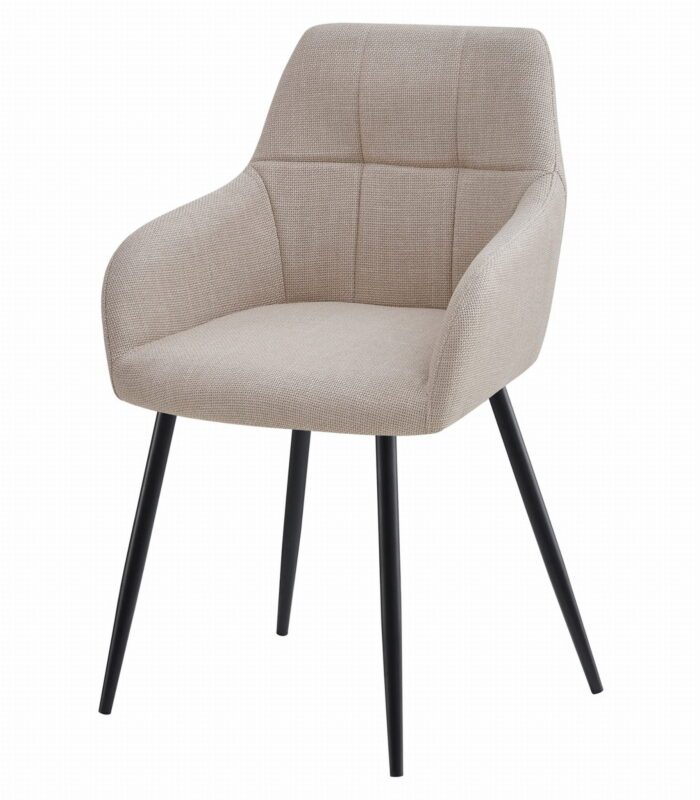 chaise komodee NUORO tissu beige avec pieds en métal noir dimensions 57x85x59 cm pour salon, salle à manger, chambre à coucher, capacité de charge jusqu’à 110 kg – Image 7