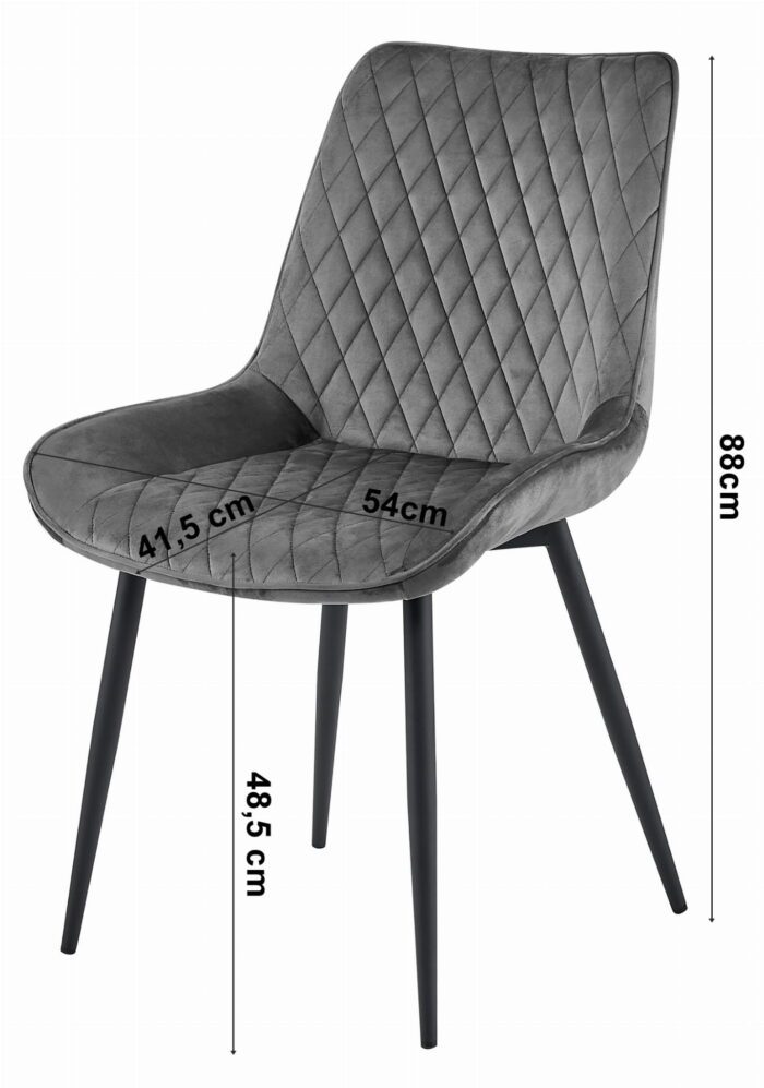 komodee krzesło CORTINA ciemnoróżowe welurowe z czarnymi metalowymi nogami do salonu, sypialni, jadalni, obciążenie do 110 kg, wymiary 55x88x60 cm - obrazek 4