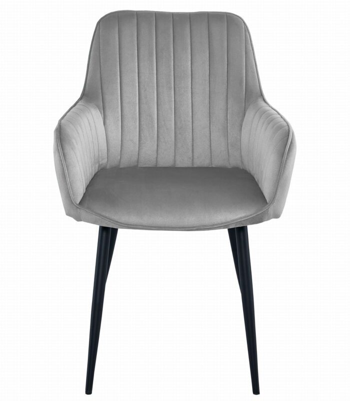 Komodee Stuhl SOLA silbergrauer Samt gepolsterte schwarze Beine für Wohnzimmer, Esszimmer, Schlafzimmer, Belastung bis 110 kg, Abmessungen 55x84x46 cm – Bild 2