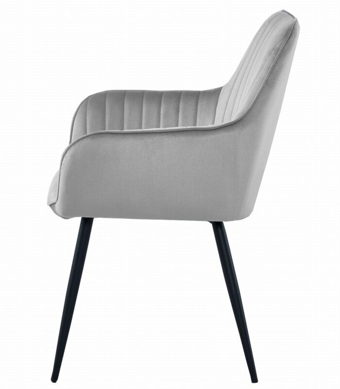 Komodee Stuhl SOLA silbergrauer Samt gepolsterte schwarze Beine für Wohnzimmer, Esszimmer, Schlafzimmer, Belastung bis 110 kg, Abmessungen 55x84x46 cm – Bild 3