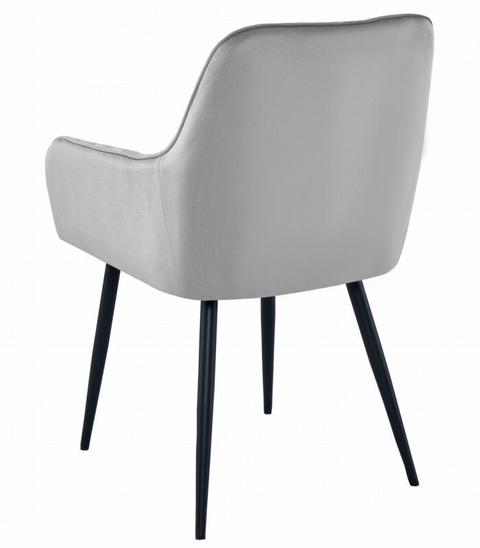 Komodee Stuhl SOLA silbergrauer Samt gepolsterte schwarze Beine für Wohnzimmer, Esszimmer, Schlafzimmer, Belastung bis 110 kg, Abmessungen 55x84x46 cm – Bild 4