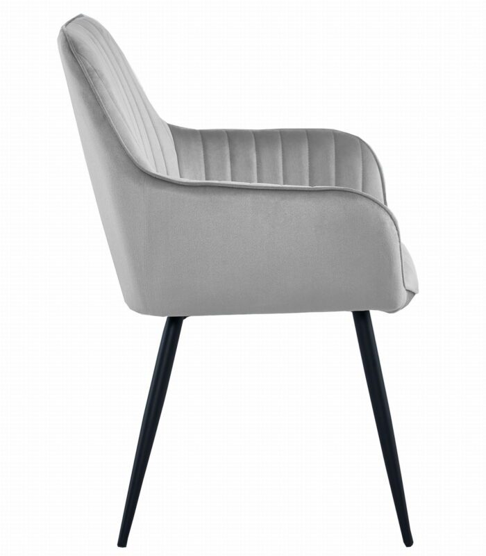 Komodee Stuhl SOLA silbergrauer Samt gepolsterte schwarze Beine für Wohnzimmer, Esszimmer, Schlafzimmer, Belastung bis 110 kg, Abmessungen 55x84x46 cm – Bild 5