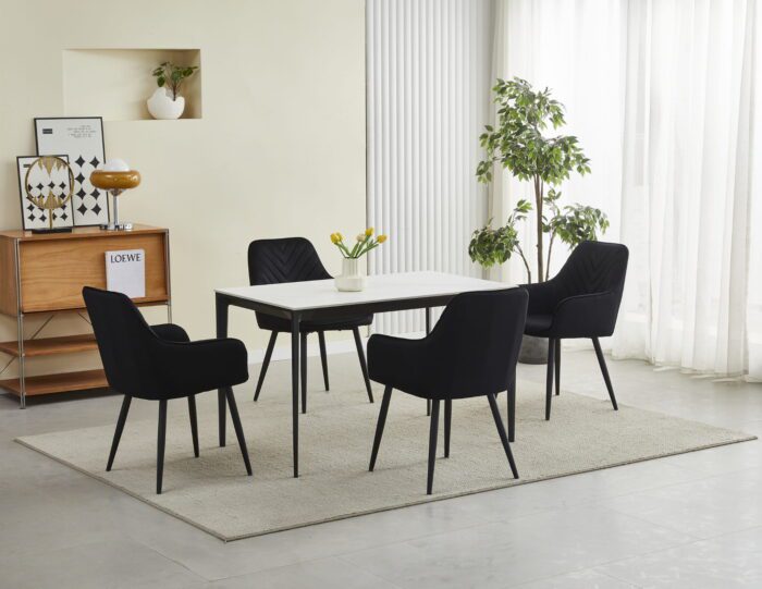 komodee NANTO chair silver-gray velvet upholstered with black metal legs for living room, kitchen, dining room, load up to 110 kg - Image 5