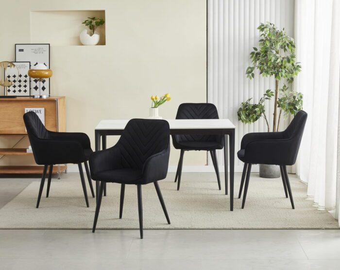 komodee NANTO chair silver-gray velvet upholstered with black metal legs for living room, kitchen, dining room, load up to 110 kg - Image 6