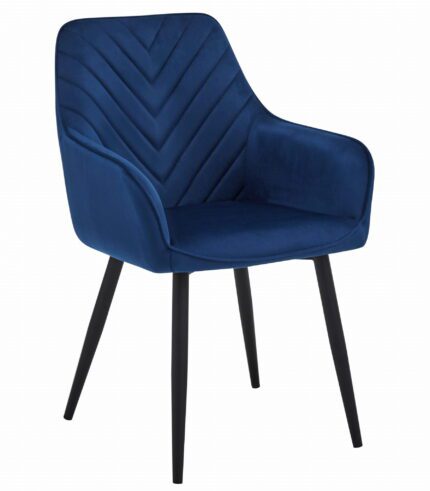 komodee NANTO chair navy blue velvet with black metal legs for living room, kitchen, dining room, easy assembly, load up to 110 kg