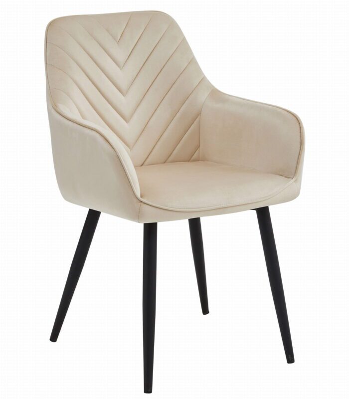 komodee NANTO chair beige upholstered velour with black metal legs for living room, kitchen, dining room, load up to 110 kg - Image 1