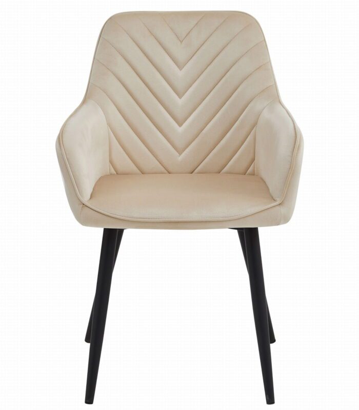 komodee NANTO chair beige upholstered velour with black metal legs for living room, kitchen, dining room, load up to 110 kg - Image 2