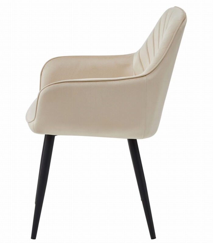 komodee NANTO chair beige upholstered velour with black metal legs for living room, kitchen, dining room, load up to 110 kg - Image 3