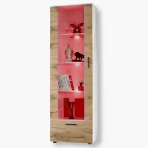 Witryna Stojąca Alessandria, Wotan/Biały Oświetlenie LED RGB