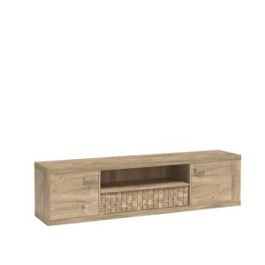 Szafka RTV BALESTRAND - Dąb - Szuflada - 196 x 51 x 41 cm