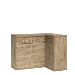 Komoda Narożna BALESTRAND - Dąb - Szuflady - Dekoracyjny Front - 132 x 99 x 41 cm