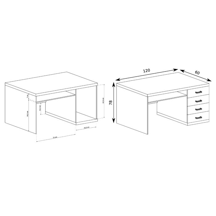 Biurko BALESTRAND - Oak - Drawers - 120 x 78 x 60 cm - obrazek 2