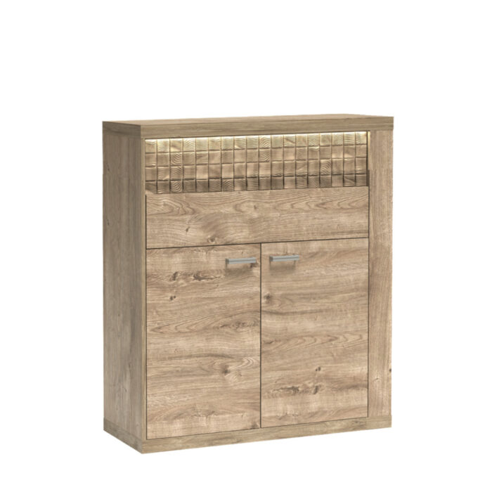 Komoda BALESTRAND - Dąb - Szuflady - Dekoracyjny Front - Podświetlany Blat - 102 x 119 x 41 cm - obrazek 1