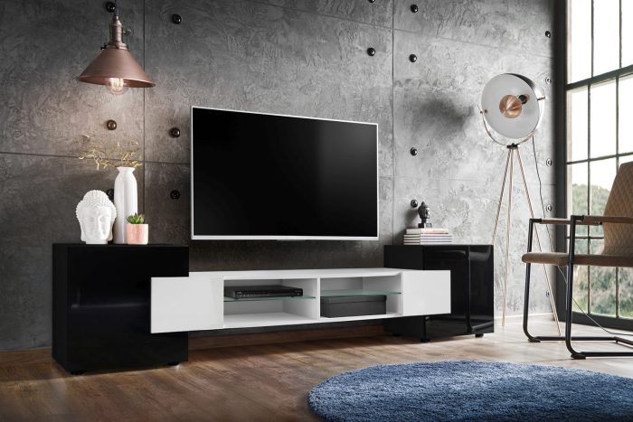 Szafka RTV Merano, Czarny/Biały - obrazek 2