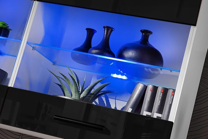 Witryna Półka Wisząca Savona, Czarny/Biały - obrazek 4