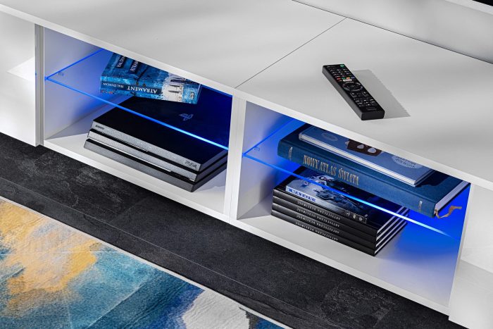 Zestaw Mebli RTV Varallo, Biały/Biały Oświetlenie LED Niebieskie - obrazek 10