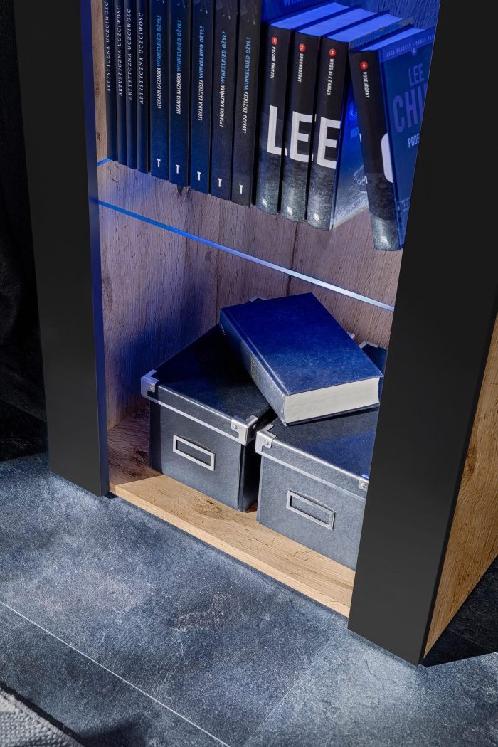 Witryna Tivoli, Czarny/Wotan Oświetlenie LED Niebieskie - obrazek 5