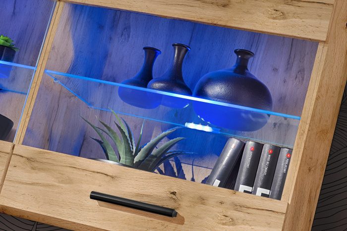 Witryna Półka Wisząca Savona, Wotan/Wotan Oświetlenie LED RGB - obrazek 4