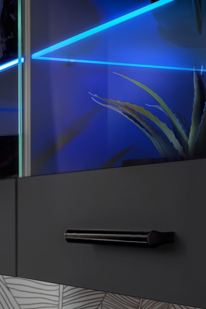 Witryna Półka Wisząca Savona, Czarny/Czarny Oświetlenie LED RGB - obrazek 5