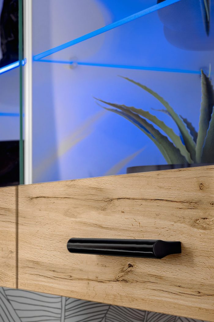 Witryna Półka Wisząca Savona, Wotan/Biały Oświetlenie LED RGB - obrazek 5