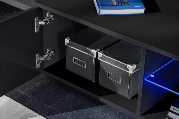 Zestaw Mebli RTV Varallo, Czarny/Czarny Oświetlenie LED Niebieskie - obrazek 8