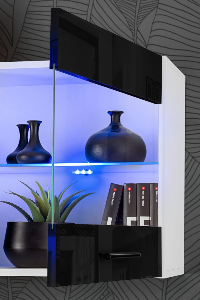 Witryna Półka Wisząca Savona, Czarny/Biały - obrazek 6