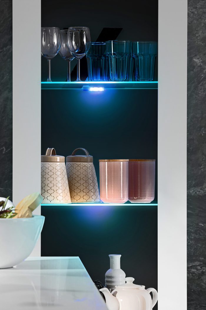 Witryna Tivoli, Biały/Czarny Oświetlenie LED Niebieskie - obrazek 6