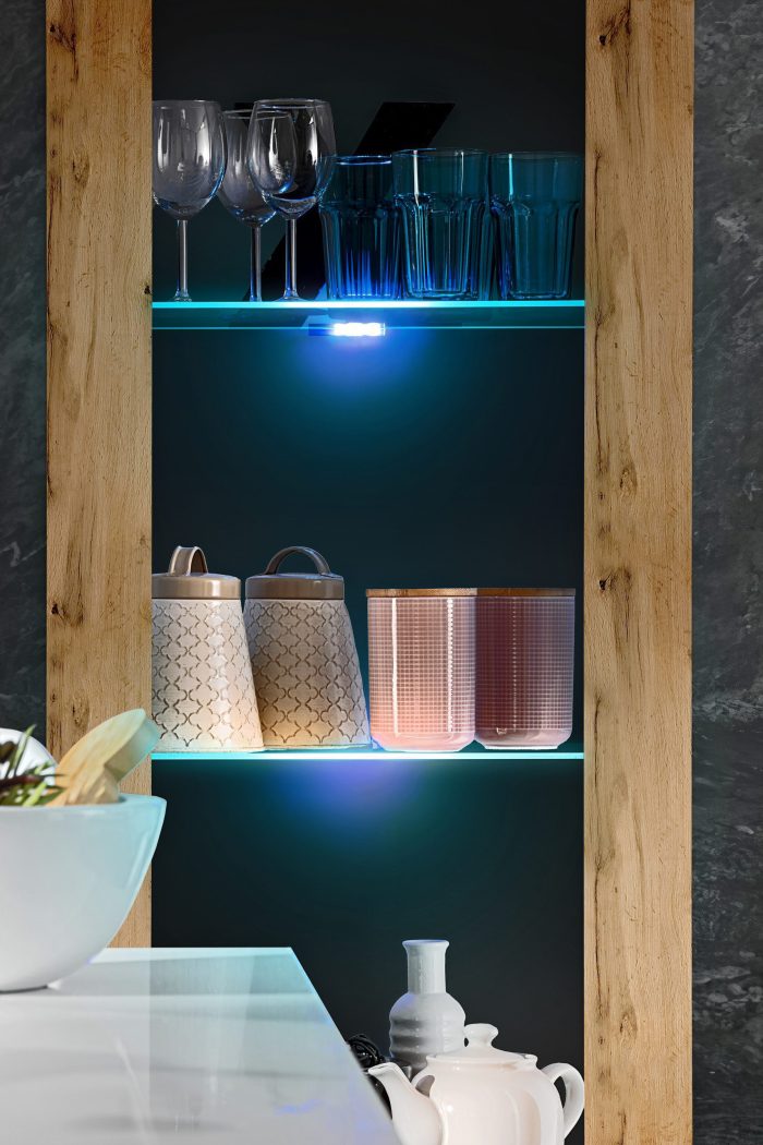 Witryna Tivoli, Wotan/Czarny Oświetlenie LED Niebieskie - obrazek 6