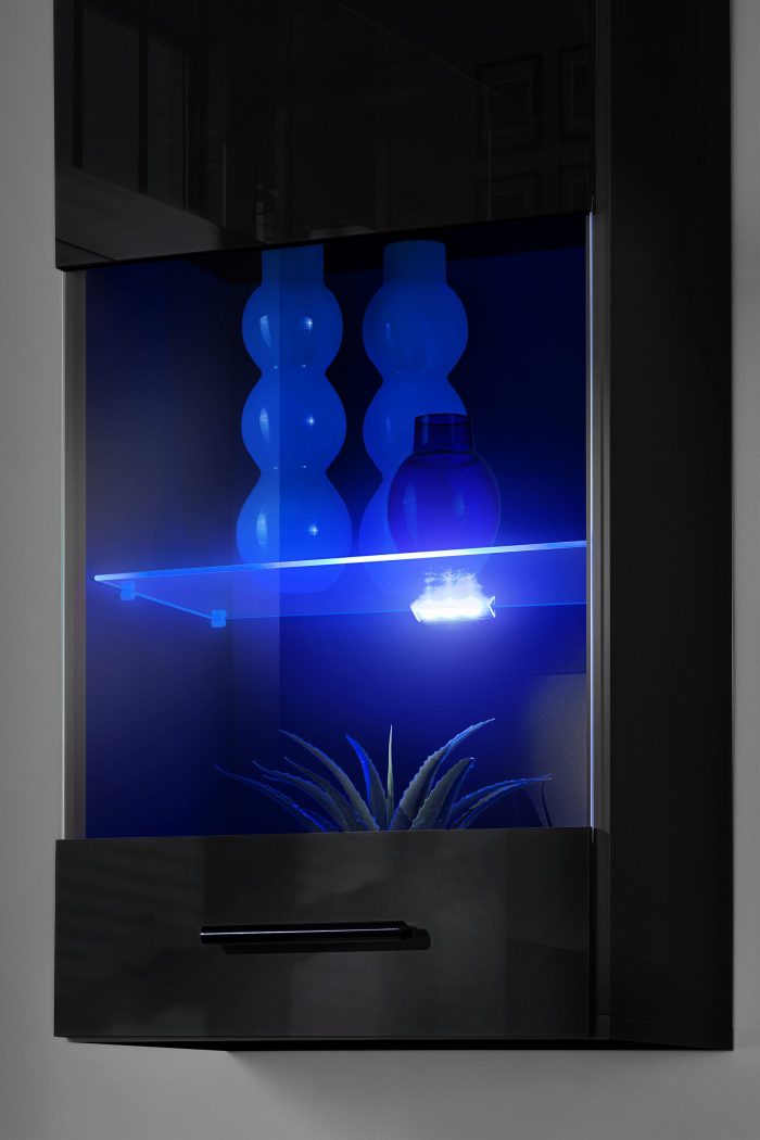 Zestaw Mebli RTV Varallo, Czarny/Czarny Oświetlenie LED Niebieskie - obrazek 6