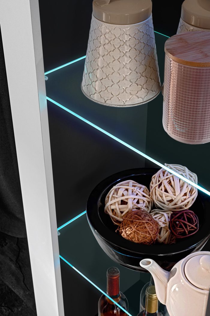 Witryna Tivoli, Biały/Czarny Oświetlenie LED Niebieskie - obrazek 7