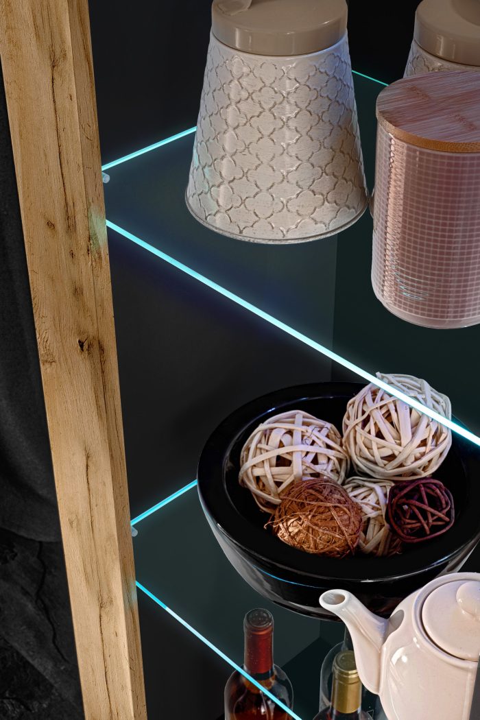 Witryna Tivoli, Wotan/Czarny Oświetlenie LED Niebieskie - obrazek 7