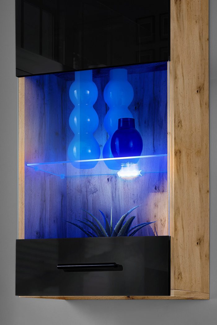 Zestaw Mebli RTV Varallo, Czarny/Wotan Oświetlenie LED Niebieskie - obrazek 6