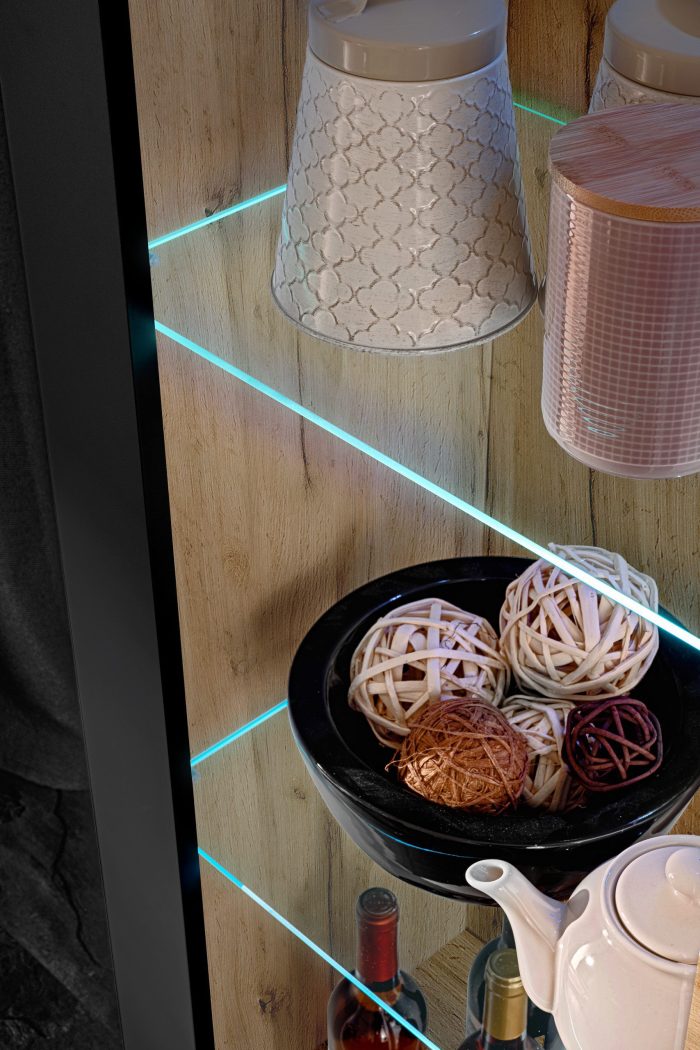 Witryna Tivoli, Czarny/Wotan Oświetlenie LED Niebieskie - obrazek 7