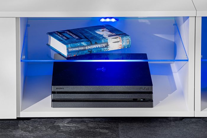 Zestaw Mebli RTV Varallo, Biały/Biały Oświetlenie LED Niebieskie - obrazek 4