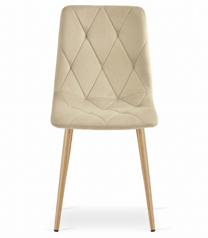 Krzesło BOSA jasny beż tapicerowane welurem z metalowymi nogami do salonu, jadalni, gabinetu, sypialni, wymiary 44x86,5x54 cm, obciążenie do 110 kg - obrazek 4