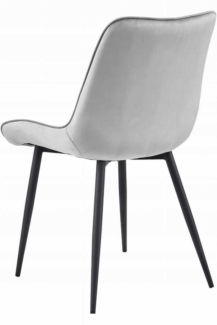 Krzesło BARDI jasnoszare tapicerowane welurem, czarne metalowe nogi, do salonu, sypialni, jadalni, wymiary 54x88x60 cm, obciążenie 110 kg - obrazek 6