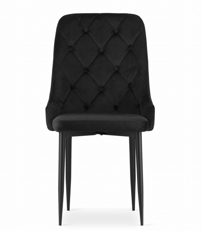 Krzesło AGNONE czarne welurowe tapicerowane z regulowanymi stopkami, metalowe nogi, wymiary 48x93x56 cm, do salonu, biura, 2 sztuki - obrazek 6