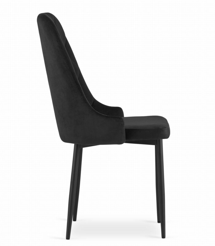 Krzesło AGNONE czarne welurowe tapicerowane z regulowanymi stopkami, metalowe nogi, wymiary 48x93x56 cm, do salonu, biura, 2 sztuki - obrazek 7