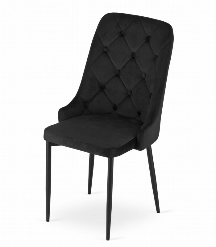 Krzesło AGNONE czarne welurowe tapicerowane z regulowanymi stopkami, metalowe nogi, wymiary 48x93x56 cm, do salonu, biura, 2 sztuki - obrazek 8