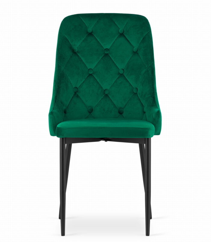 Krzesło PROCIDA zielone tapicerowane welurem z metalowymi nogami do salonu, biura, sypialni, 2 sztuki, wymiary 48x93x56 cm, obciążenie do 110 kg - obrazek 4
