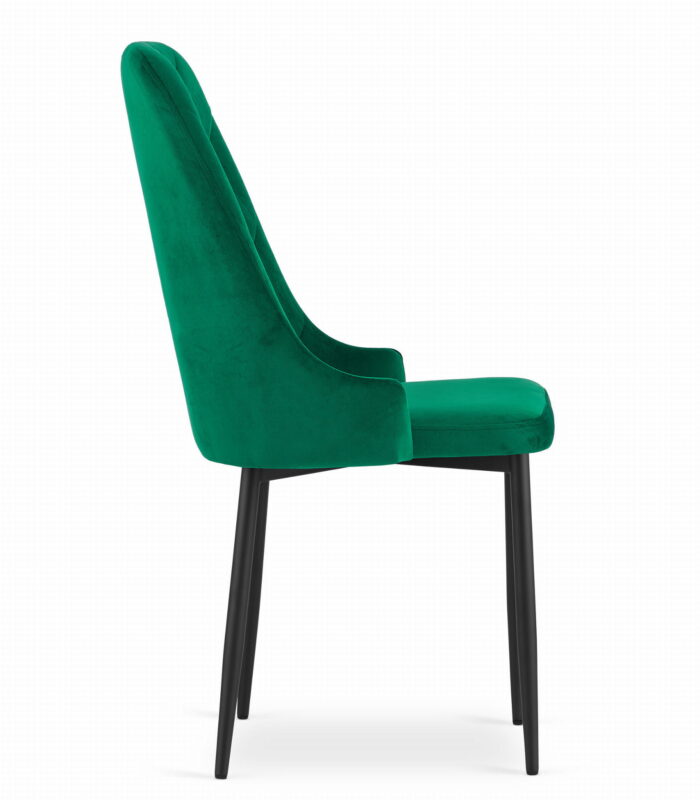 Krzesło PROCIDA zielone tapicerowane welurem z metalowymi nogami do salonu, biura, sypialni, 2 sztuki, wymiary 48x93x56 cm, obciążenie do 110 kg - obrazek 5